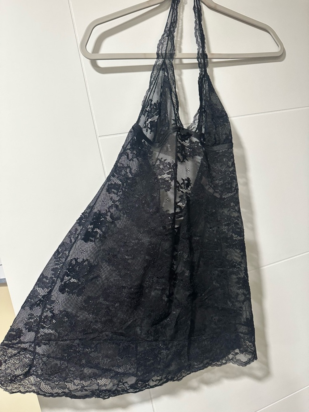 Black Lace Halter Chemise -